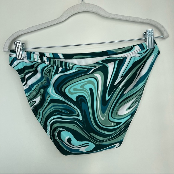 NWT Xhilaration Juniors' High Leg Scoop Bikini
Bottom Blue Swirl Print Large - Picture 15 of 17
